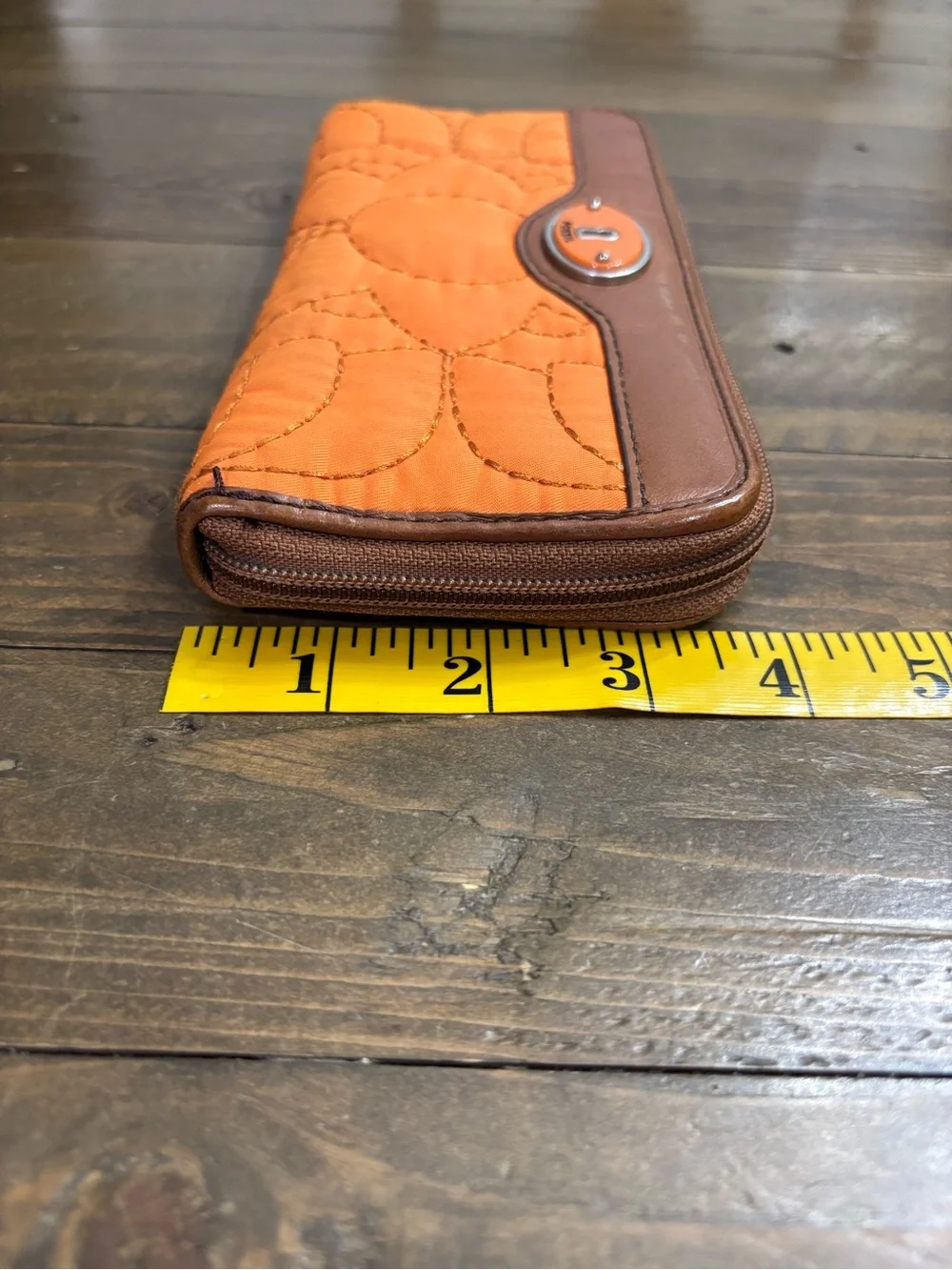 Fossil Key-Per Orange Quilted Wallet